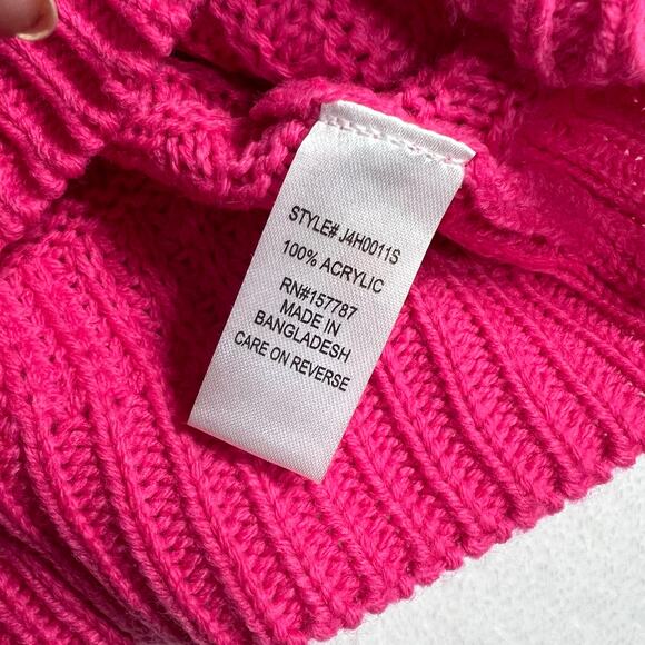 FCT With Love Hot Pink V-Neck Sweater with Lace-Up Back Size Medium - Picture 7 of 9